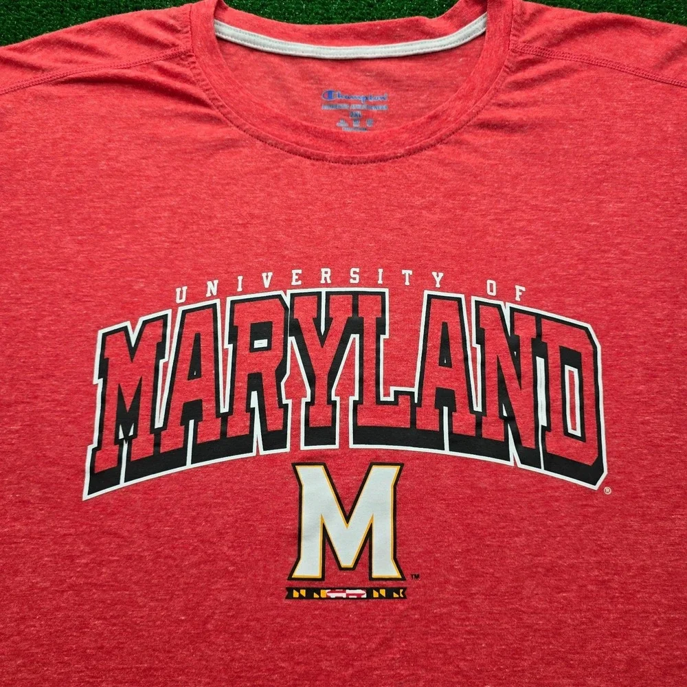 University of Maryland Terrapins Champion Tshirt Mens 2XL Red Graphic Logo Tee - Picture 2 of 7